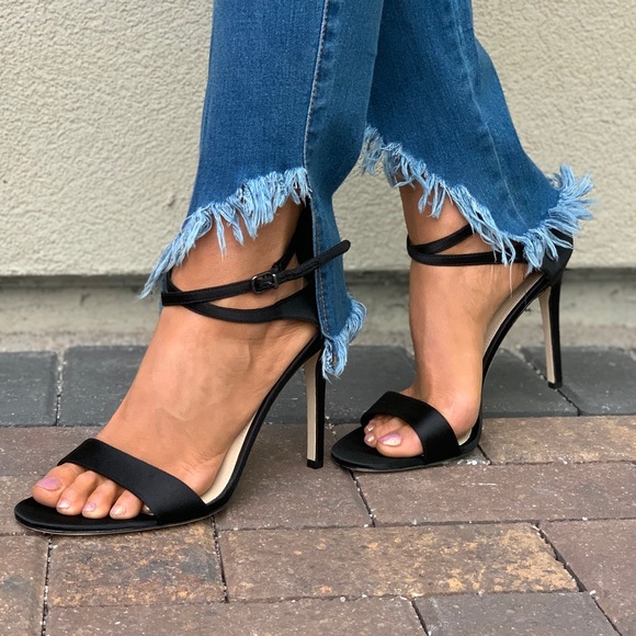 NIB Black Sky High Stiletto Heel Open Toe Sandal - Picture 5 of 8